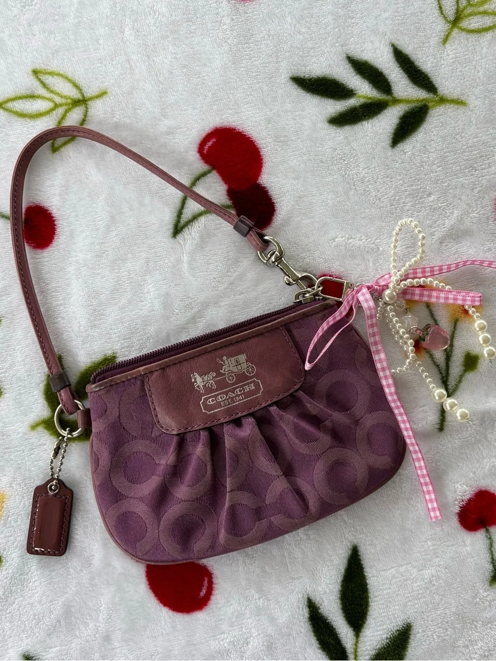 Coach Madison OP Art C Purple Wristlet - Picture 2 of 7